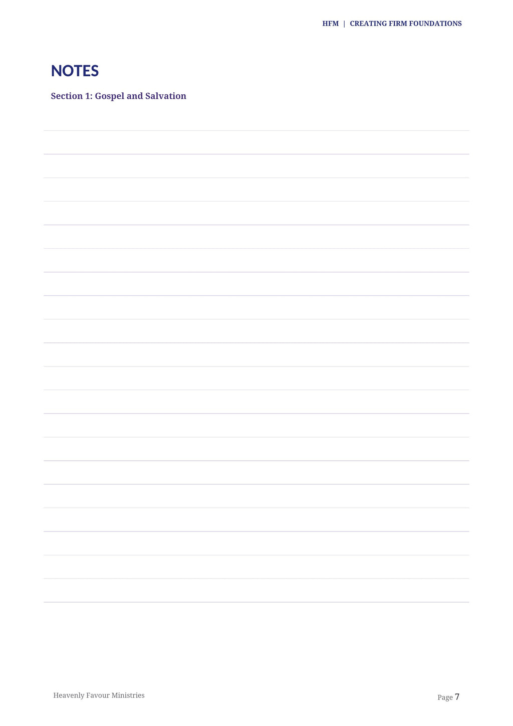 Creating Firm Foundations sample notes page